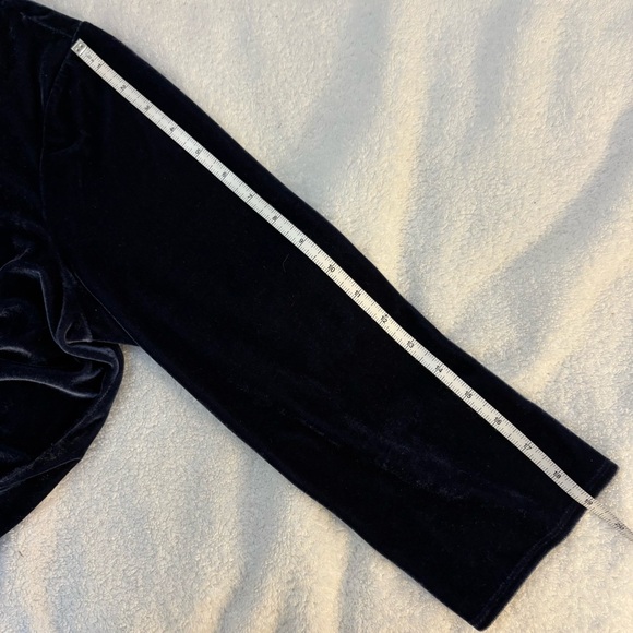 Deep Blue Velvet 3/4 sleeve top scoop back holiday new years XL Banana Republic - Picture 6 of 9